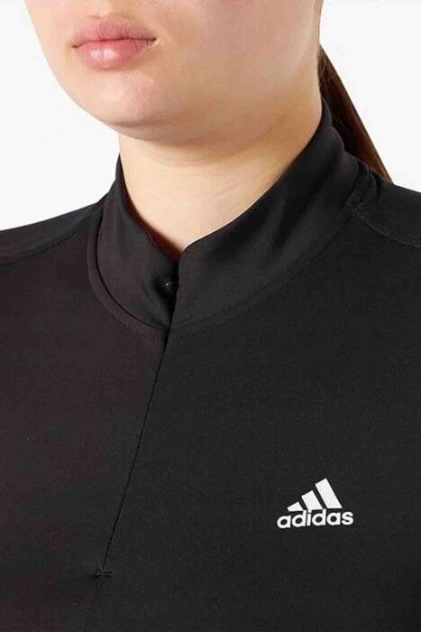 Adidas Yarım Fermuarlı Kadın Crop T-Shirt - HE9399 Siyah - 4
