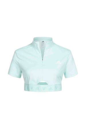 Adidas Yarım Fermuarlı Kadın Crop T-Shirt -HF4160 Buz Mavisi - Adidas