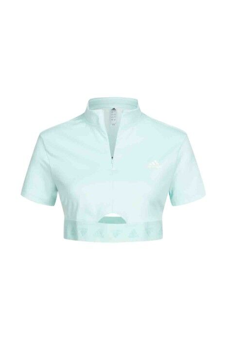 Adidas Yarım Fermuarlı Kadın Crop T-Shirt -HF4160 Buz Mavisi - 1