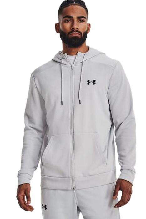 Armour Fleece Fz Hoodie Erkek Tam Boy Fermuarlı SweatShirt - 1373357 Gri - 1