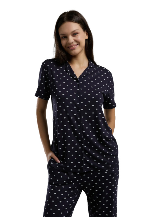 Arnetta Kadın Gömlek Pijama Takımı - AR3226-S Lacivert - 1