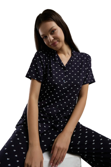 Arnetta Kadın Gömlek Pijama Takımı - AR3226-S Lacivert - 4