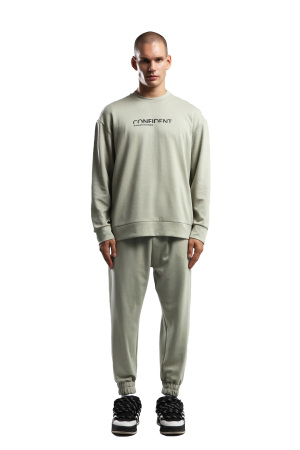 Benmanaj Erkek Bisiklet Yaka SweatShirt - BMK0033 Yeşil - Benmanaj