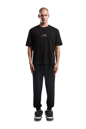 Benmanaj Erkek Bisiklet Yaka T-Shirt - BMK0041 Siyah - Benmanaj