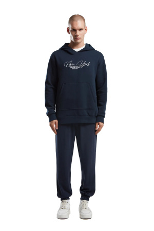 Benmanaj Erkek Kapşonlu SweatShirt - BMK0038 Lacivert - Benmanaj