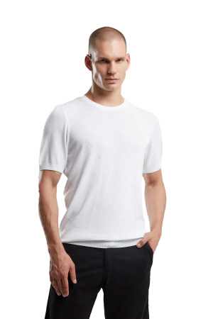 Benmanaj Erkek Triko T-Shirt - BMY0049 Beyaz - Benmanaj