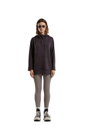 Benmanaj Kadın Kapşonlu SweatShirt - BMY0021 Antrasit - Benmanaj