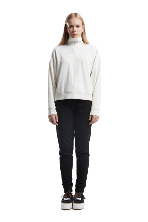 Benmanaj Kadın SweatShirt - BMK0016 Beyaz - Benmanaj