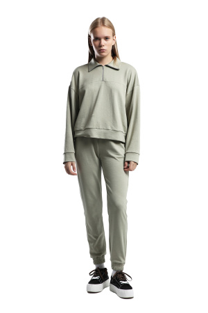 Benmanaj Kadın SweatShirt - BMK0016 Haki - Benmanaj