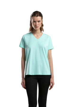 Benmanaj Kadın V Yaka T-Shirt - BMY0011 Mint Yeşili - Benmanaj