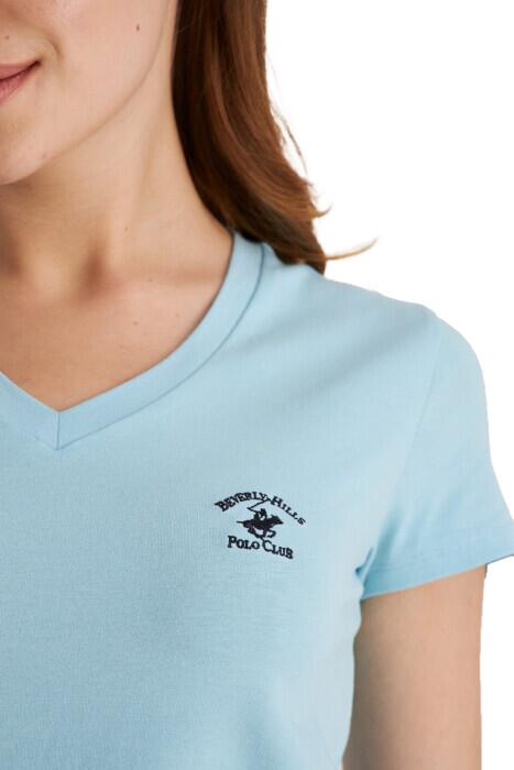 Beverly Hills Polo Club Kadın T-Shirt - 22SWE0K6202701 Açık Mavi - 3