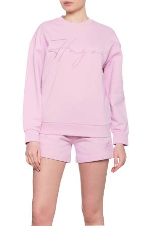 El Yazısı Logolu Fransız Havlu Pamuklu Sweatshirt - 50467250 Pembe - 2