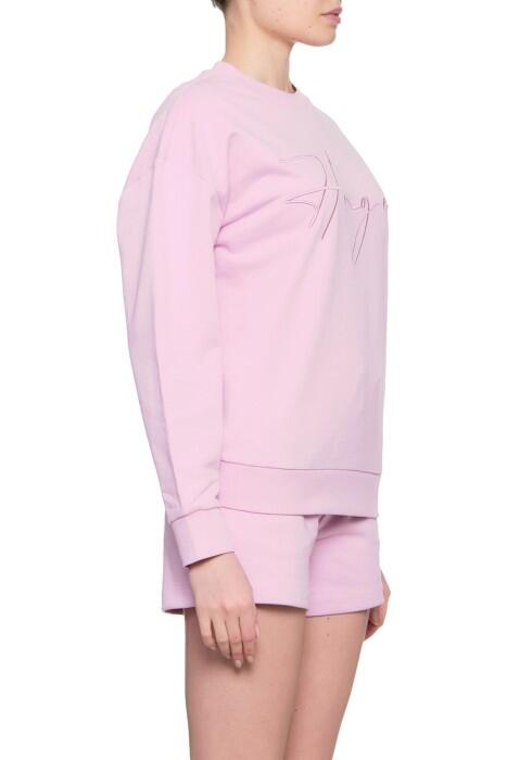 El Yazısı Logolu Fransız Havlu Pamuklu Sweatshirt - 50467250 Pembe - 3