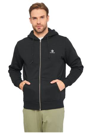 Embroidered Sc Fz Hoodie Erkek Fermuarlı SweatShirt - 10019922 Siyah - Converse