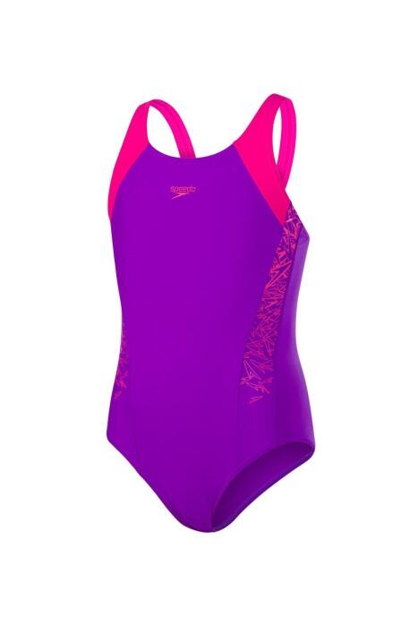 Endurance 10 Boom Kiz Çocuk Yüzücü Mayosu - 8-10844C875 Mor/ Pembe - 4