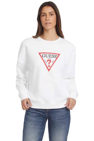 Gj Cn Os Iconic Tria Kadın SweatShirt - W4YQ00KC811 Beyaz - Guess