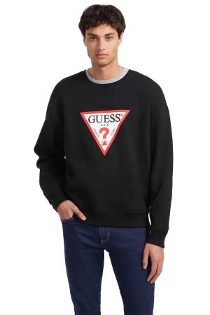 Guess Iconic Tria Erkek SweatShirt - M4YQ21K9V31 Siyah - Guess