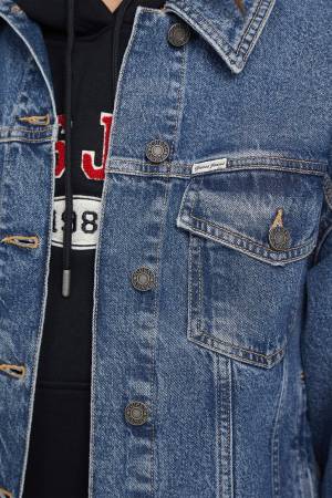 Guess Oversize Trucker Kadın Denim Ceket - W4YN56D5CC3 Mavi - 2
