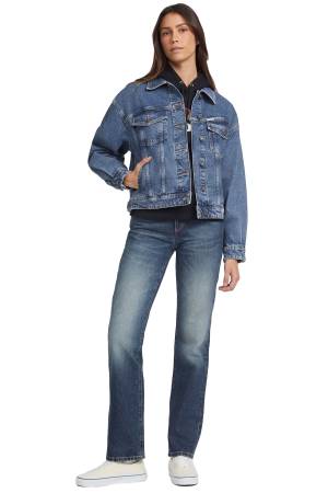 Guess Oversize Trucker Kadın Denim Ceket - W4YN56D5CC3 Mavi - 5