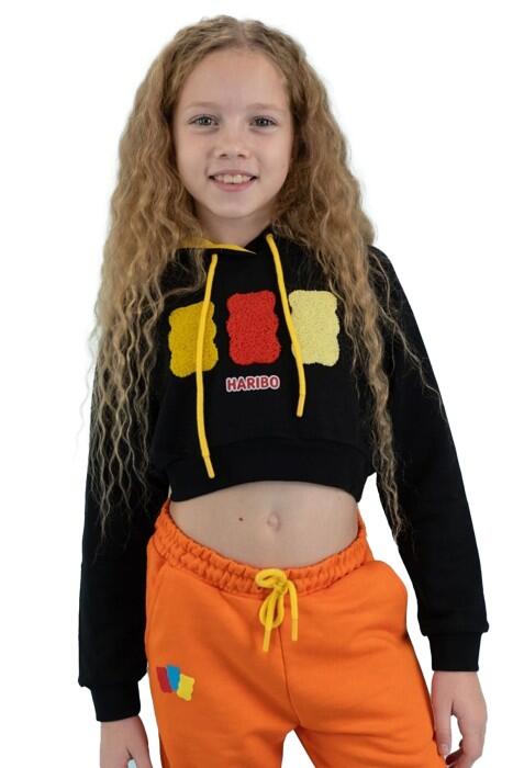 Haribo Crop Kız Çocuk SweatShirt - HRBTXT311 Siyah - 1