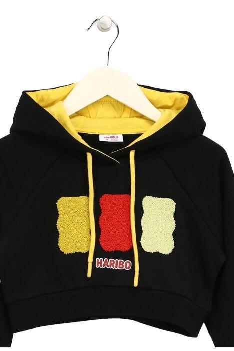 Haribo Crop Kız Çocuk SweatShirt - HRBTXT311 Siyah - 4