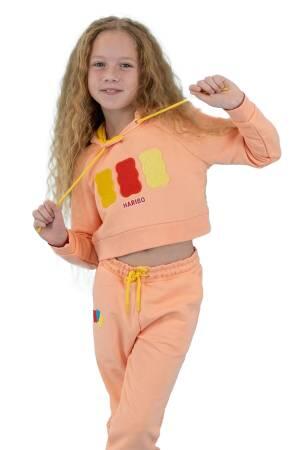 Haribo Crop Kız Çocuk SweatShirt - HRBTXT311 Somon - Haribo