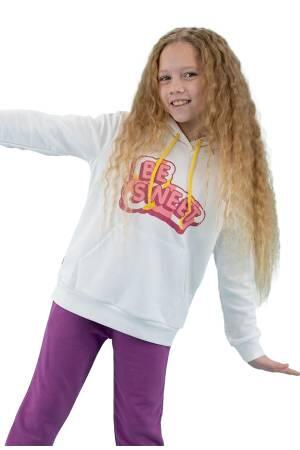 Haribo Hoodie Kız Çocuk SweatShirt - HRBTXT314 Beyaz - Haribo