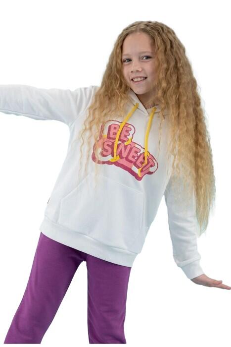 Haribo Hoodie Kız Çocuk SweatShirt - HRBTXT314 Beyaz - 1