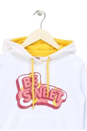 Haribo Hoodie Kız Çocuk SweatShirt - HRBTXT314 Beyaz - 4