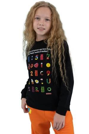 Haribo Kız Çocuk SweatShirt - HRBTXT302 Siyah - Haribo