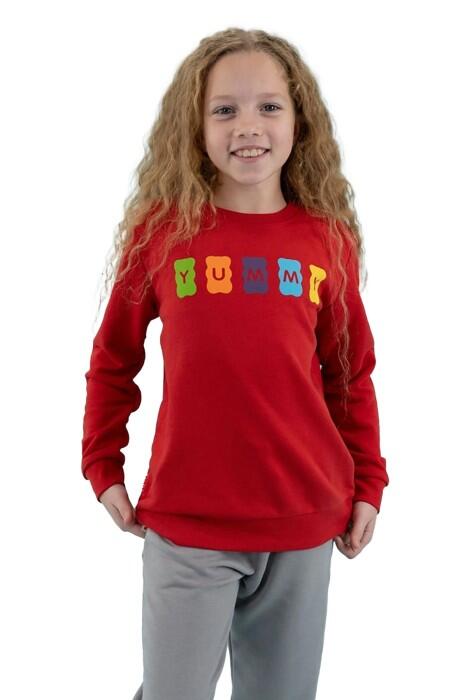Haribo Kız Çocuk SweatShirt - HRBTXT309 Kırmızı - 1