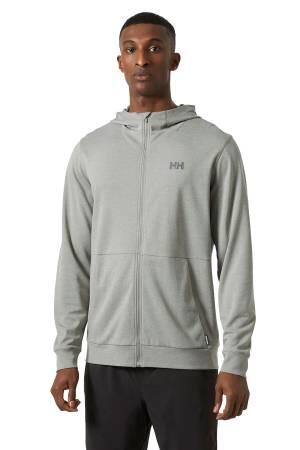 Hh Lifa Tech Lite Zip Erkek Kapüşonlu SweatShirt - 63267 Gri/Turuncu - 1