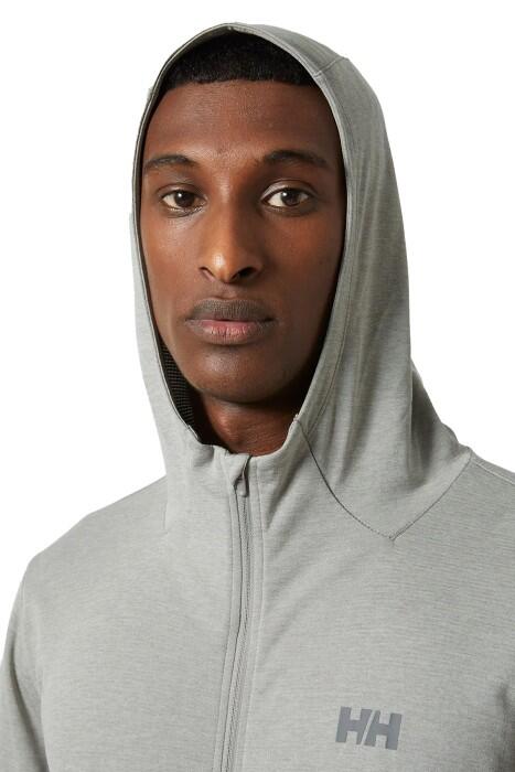Hh Lifa Tech Lite Zip Erkek Kapüşonlu SweatShirt - 63267 Gri/Turuncu - 3