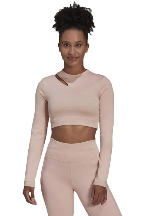 Hyperglam Training Long Sleeve Tee Kadın Uzun Kollu Crop T-Shirt - HM3181 Krem - 2