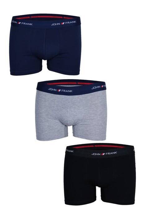 John Frank Üçlü Boxer - JF3B08 Mavi/Gri/Siyah - 1