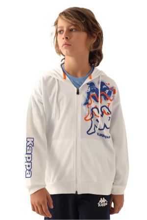 Kappa Kapüşonlu Tam Fermuarlı Erkek Çocuk SweatShirt - 371Z17W Krem - Kappa