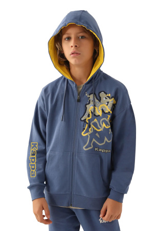 Kappa Kapüşonlu Tam Fermuarlı Erkek Çocuk SweatShirt - 371Z17W Lacivert - Kappa