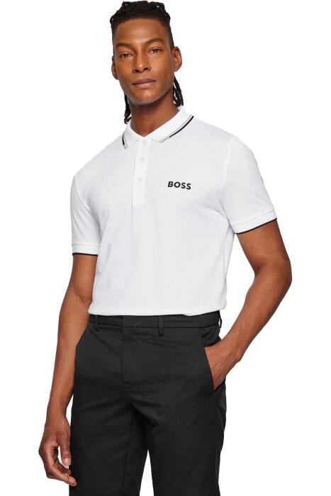 Kontrast Logolu, Pamuk Karışımlı Polo T-Shirt - 50469102 Beyaz - 1