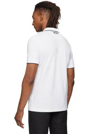 Kontrast Logolu, Pamuk Karışımlı Polo T-Shirt - 50469102 Beyaz - 3