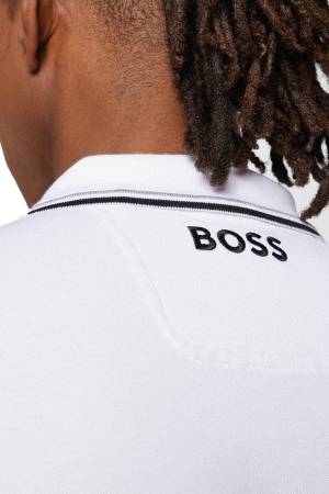 Kontrast Logolu, Pamuk Karışımlı Polo T-Shirt - 50469102 Beyaz - 4