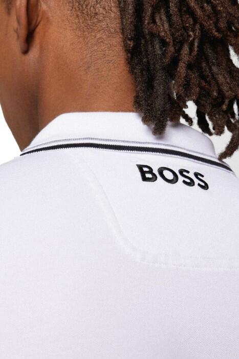 Kontrast Logolu, Pamuk Karışımlı Polo T-Shirt - 50469102 Beyaz - 4
