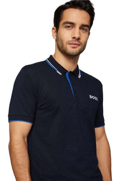 Kontrast Logolu, Pamuk Karışımlı Polo T-Shirt - 50469102 Lacivert - 4