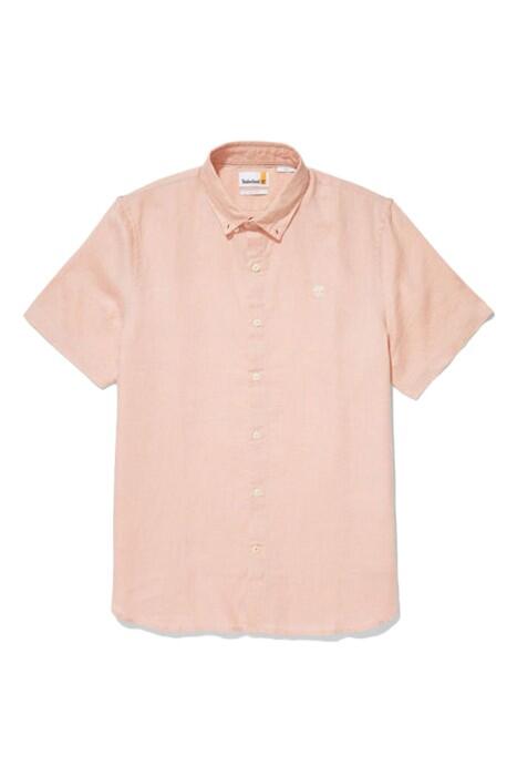Linen Erkek Kısa Kollu Gömlek - TB0A2DCC Pudra Pembe - 3