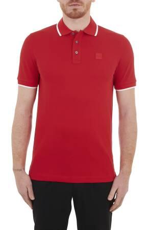 Logo İşlemeli Organik Pamuklu Erkek Polo T-Shirt - 50468301 Kırmızı - Boss