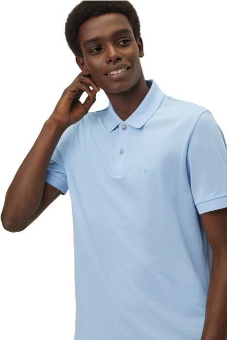 Logo İşlemeli Organik Pamuklu Polo Erkek T-Shirt - 50468362 Pastel Mavi - 4