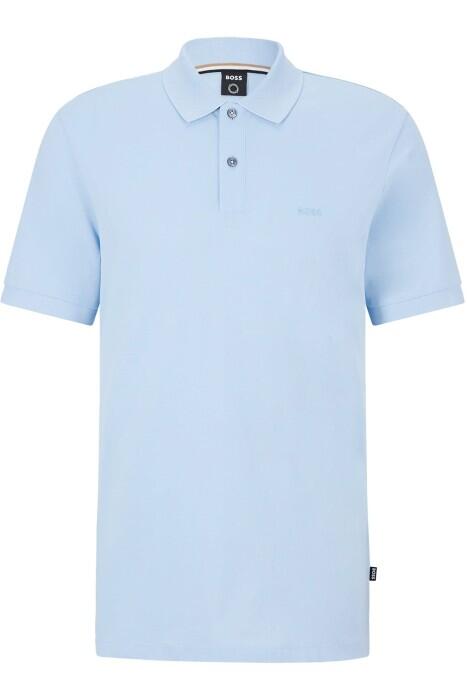 Logo İşlemeli Organik Pamuklu Polo Erkek T-Shirt - 50468362 Pastel Mavi - 5