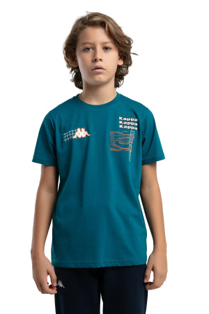 Logo Jonas Erkek Çocuk T-Shirt - 37226HW Koyu Ördek Yeşili - Kappa