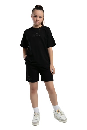 Logo Kenzie Kız Çocuk Şortlu Takım - 362414W Siyah - Kappa