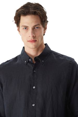 Nautica Erkek Classic Fit Uzun Kollu Gömlek - W35101T Siyah - 4