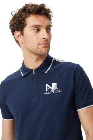 Nautica Erkek Polo Yaka T-Shirt - K35427T Lacivert - 4